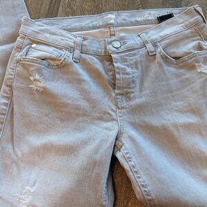 7 For All Mankind Light Gray Distressed Jeans Josefina Skinny Boyfriend, Size 26